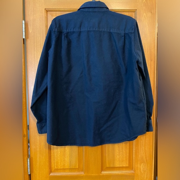 L.L. Bean Shirt Mens Large Navy Blue 100% Wool Long Sleeve Pockets Vintage - Picture 6 of 8